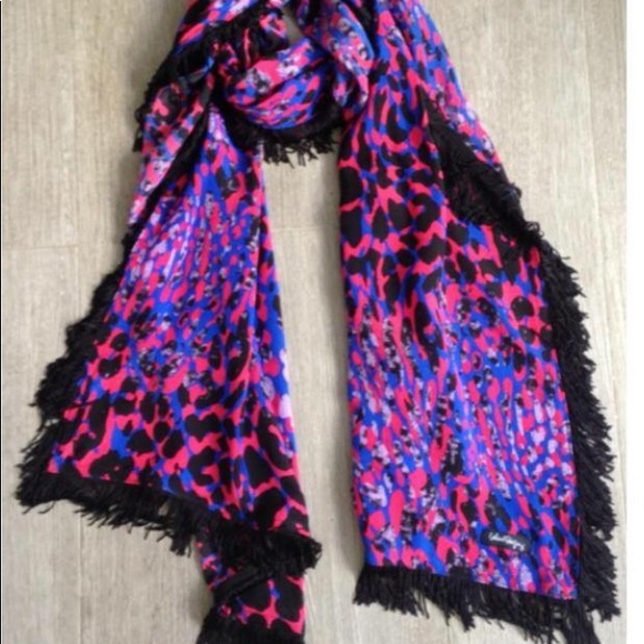 Pink & Blue with Black Fringe scarf - Picture 2 of 2